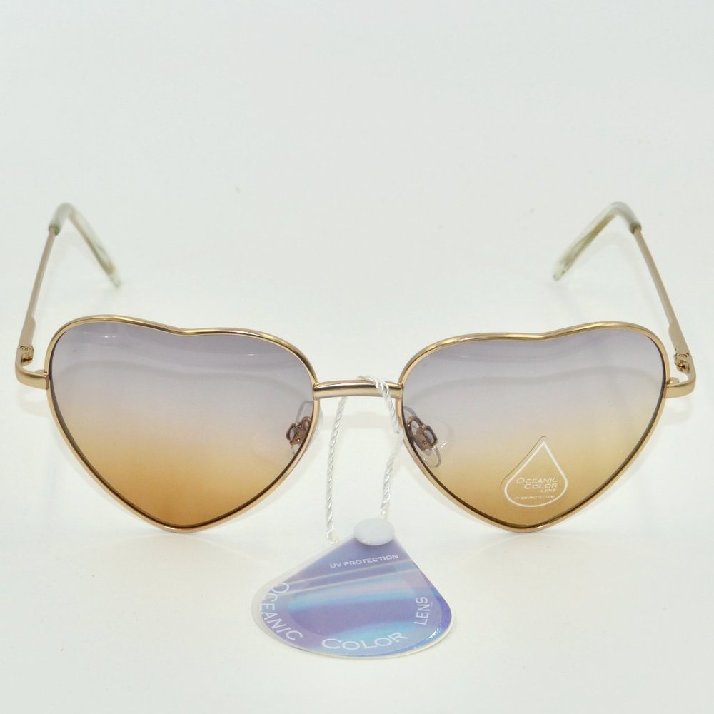 Women's Oceanic Color Lens Heart Shaped Sunglasses